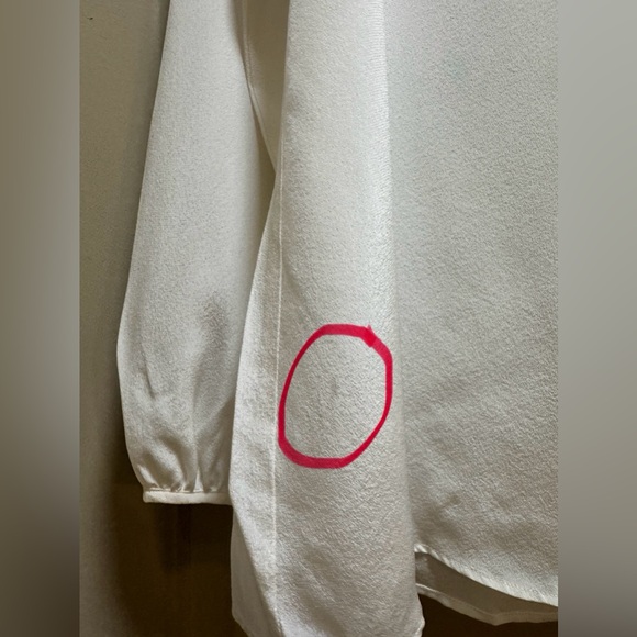 ACROBAT Ivory White Silk Lace Up Blouse L - Picture 12 of 12